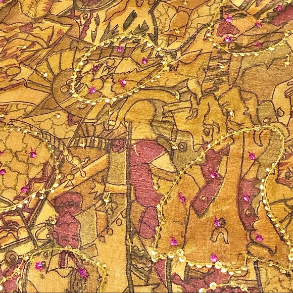 3 Piece Pakistani/Indian Long Self Print Kurta with Sequins Salwar Dupata - Picture 4 of 8